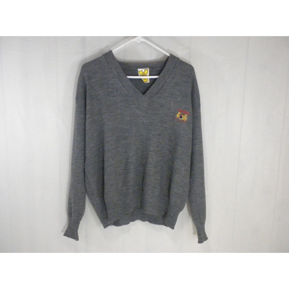 Paul Martin Sweater Mens XL Gray Wool V Neck Knit St Paddy Irish Whiskey Vintage